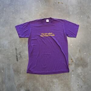 The Lab Called Your Brain Is Ready 90s Humor Vintage T-Shirt Purple